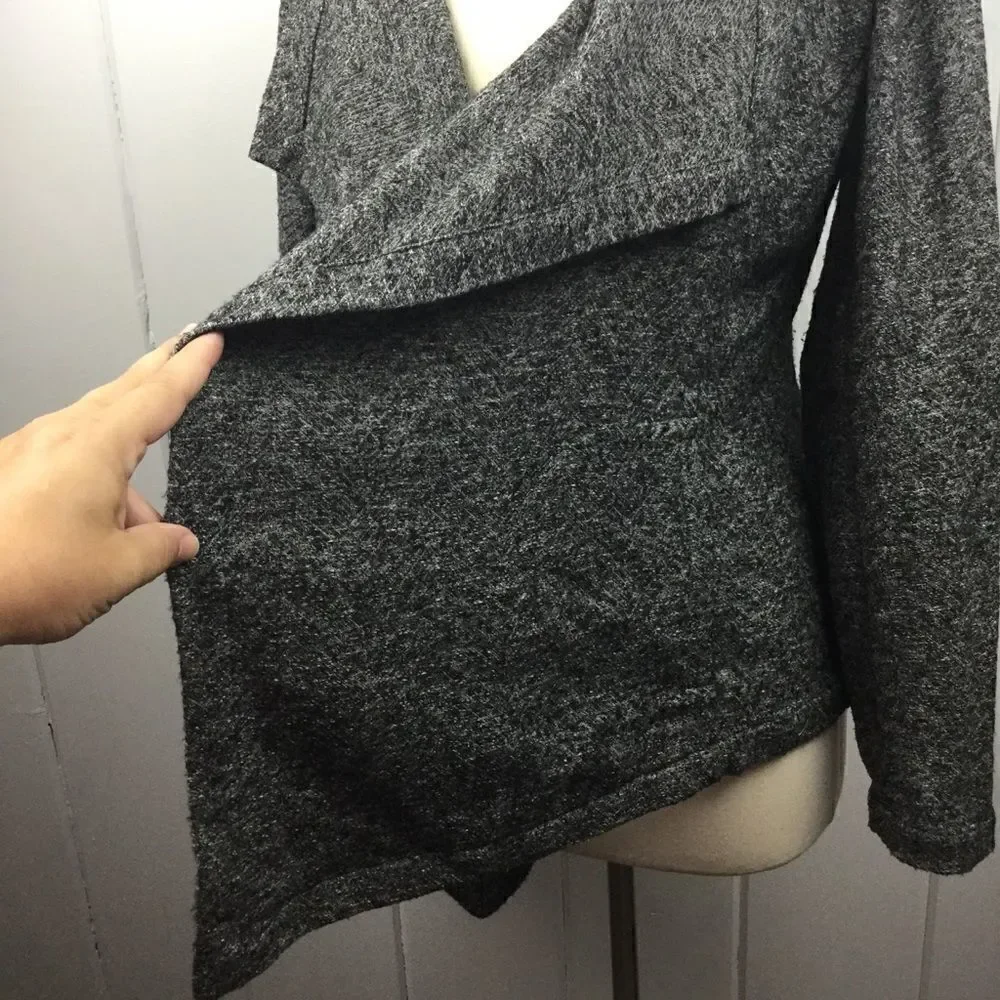 Eileen Fisher Black White Waterfall Cardigan S - Picture 4 of 10